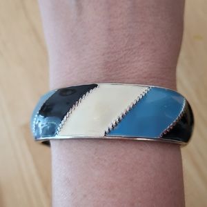 Hinged 80's Vintage Geometric Enamel Bracelet